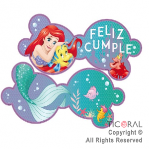 PRINCESA SIRENITA BANDERIN FELIZ CUMPLE ART x 1